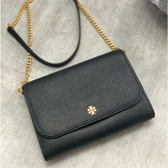 Tory Burch Emerson Chain Crossbody Wallet On Chain Black - Picture 4 of 12
